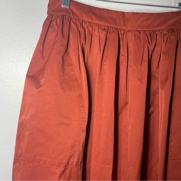 Zara Women’s Pleated Orange Skirt Size L - Picture 2 of 5